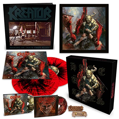 Kreator "Hate Über Alles" vinyl box set with album art and discs.