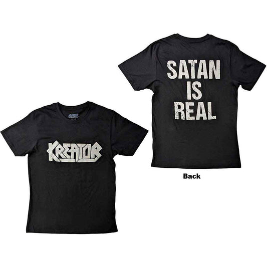 Black unisex t-shirt with large "Satan Is Real" back print, size XX-Large.
