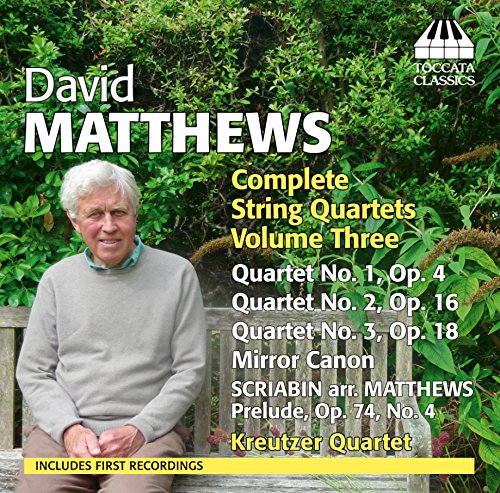 CD cover featuring David Matthews with text listing string quartets and Toccata Classics logo.