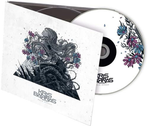 CD case with floral and figure artwork, "Kris Barras Band - Halo Effect.