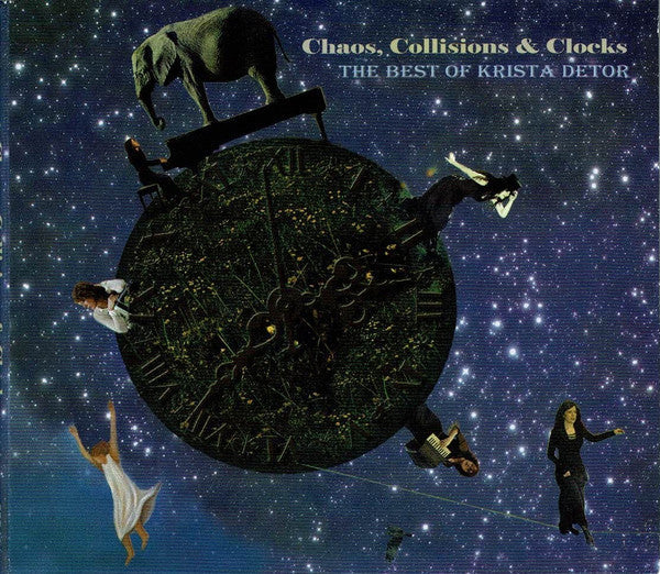 CD cover: surreal image with figures, an elephant, and a large clock.