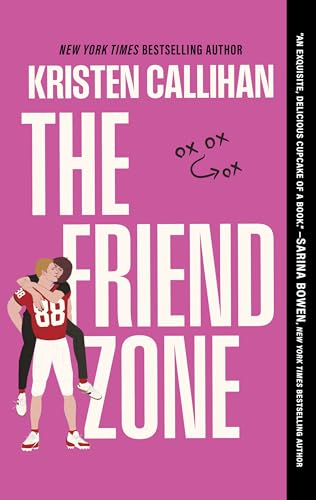Book cover with a pink background showing a woman giving a football player piggyback.