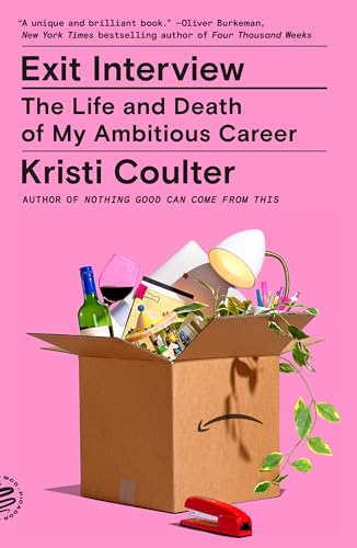 Book cover for Exit Interview by Kristi Coulter showing a cardboard box on pink.