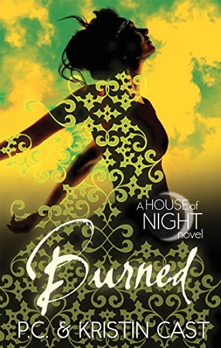 Book cover: Silhouette of a woman with ornate floral designs, titled "Burned".