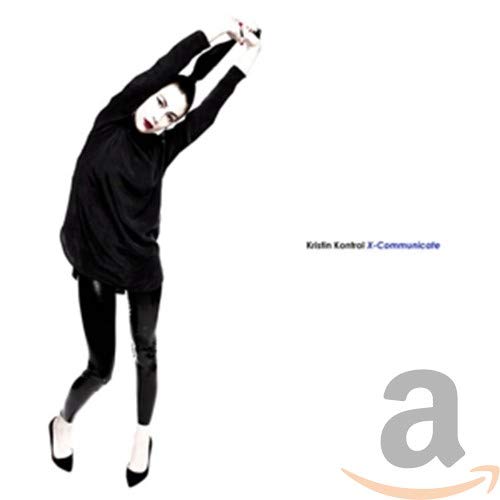 Woman in black outfit jumping, album cover for Kristin Kontrol’s X-Communicate.