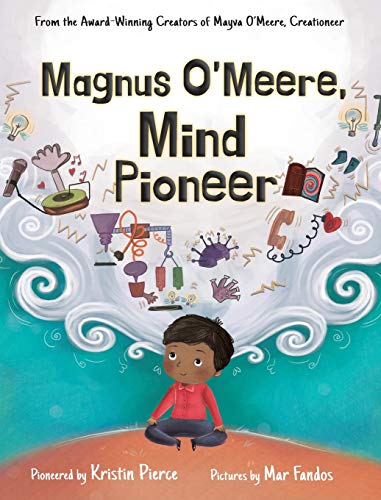 Book cover: boy meditating with inventions swirling above his head.