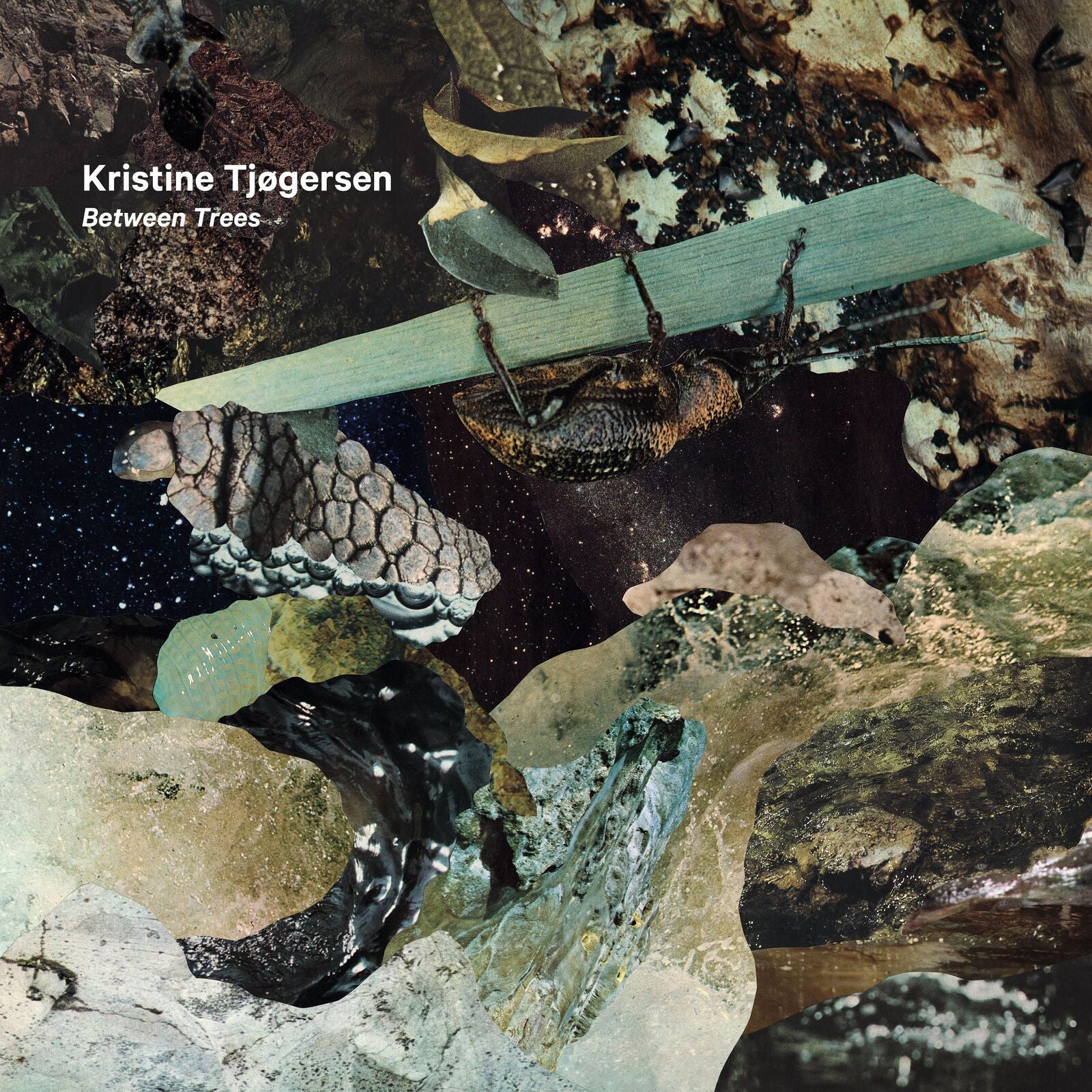 CD cover for Kristine Tjøgersen’s “Between Trees” featuring abstract collage.