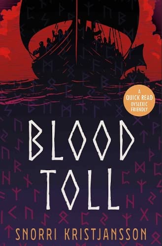 Book cover showing a Viking ship silhouette against a red sky with runic symbols.