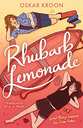 Book cover illustration of two people relaxing near a small boat on sandy ground.