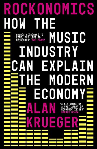 Book cover with pink and white text on black background and yellow graphic bars.