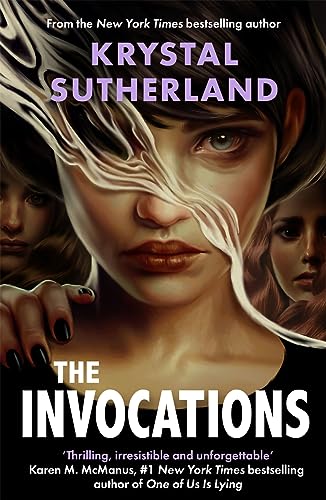 Book cover for The Invocations featuring a woman's face with swirling white liquid effects.