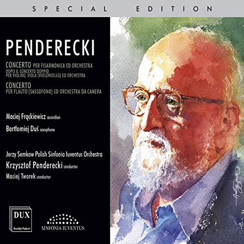 "CD cover with a watercolor portrait of a man on a black background."