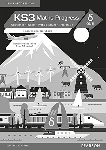 KS3 Maths Progress workbook cover with landscape illustration and Delta 1 logo.