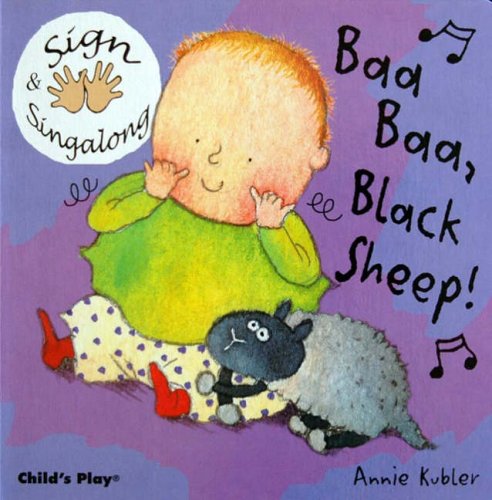 Child’s book cover featuring a baby, sheep, and sign language hands.