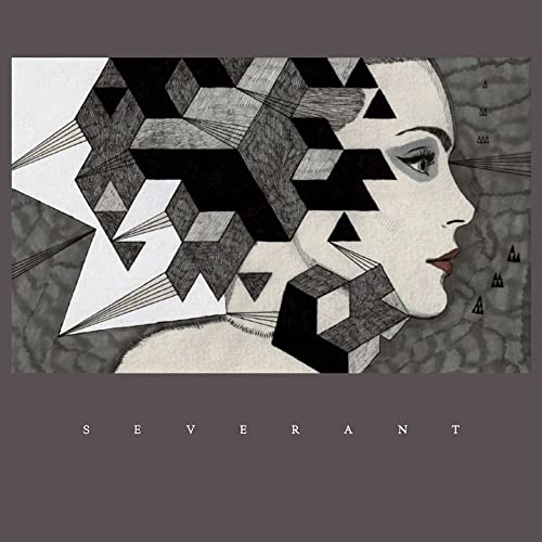 Black and white album art featuring a woman’s face and geometric shapes.