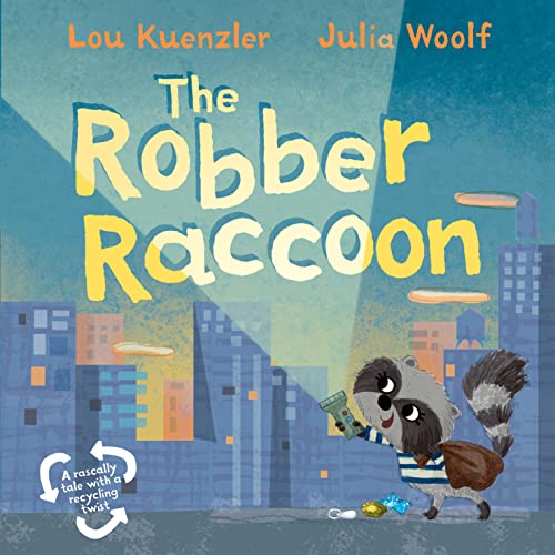 Book cover: raccoon with flashlight, striped shirt, and stolen gems.