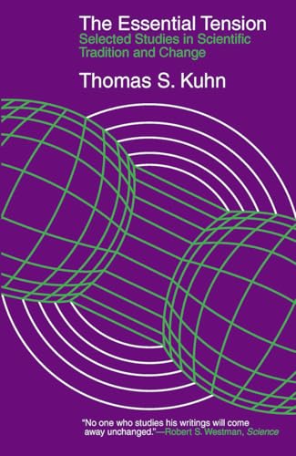 Book cover: purple background with green grid-covered spheres, title "The Essential Tension".