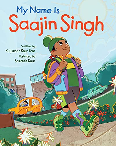 Book cover depicting a young boy with a backpack walking to school.