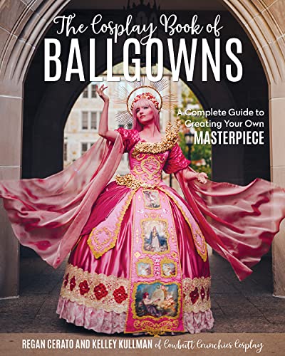 Book cover featuring a cosplayer in a large, ornate pink ballgown.