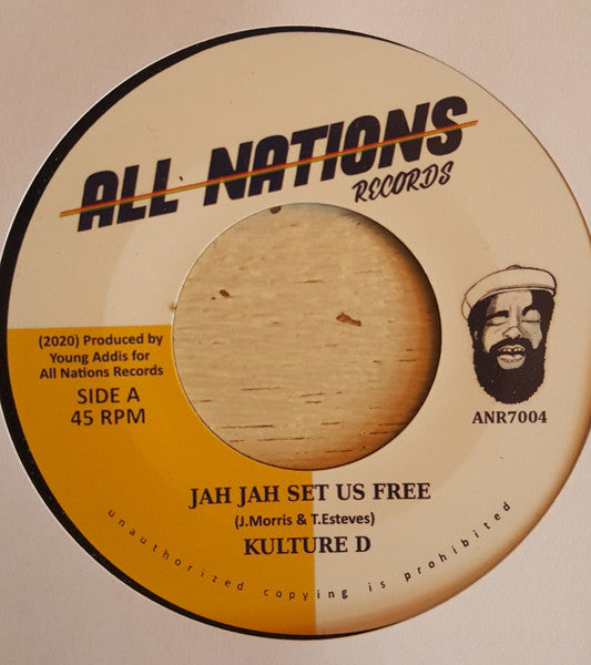 Black and gold 7-inch vinyl record label with portrait of a man.
