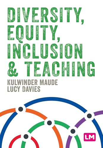 Book cover with green text "Diversity, Equity, Inclusion & Teaching" and rainbow arc.