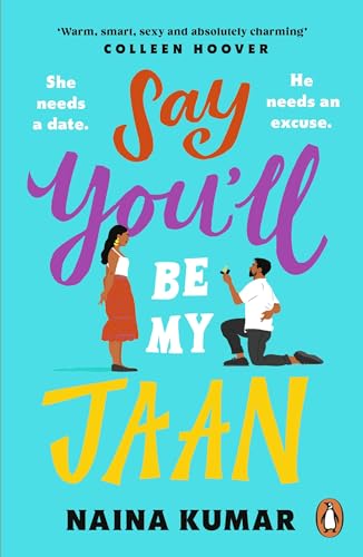 Book cover with illustrated couple, bold title “Say You’ll Be My Jaan.”