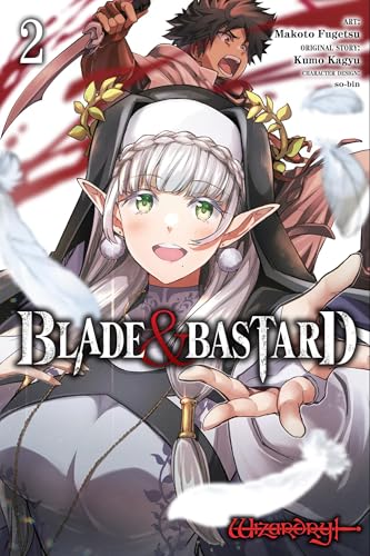 Manga cover: woman with white hair, man with sword, red accents.