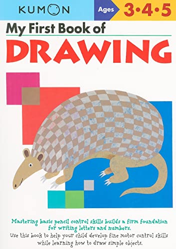 Kumon drawing book cover with an armadillo and colorful geometric shapes.