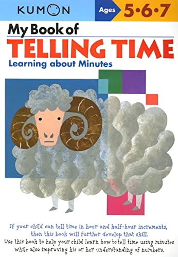 Kumon workbook, "My Book of Telling Time," featuring a cartoon ram.