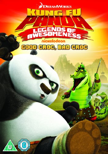 "Kung Fu Panda DVD cover featuring a panda and crocodile characters."
