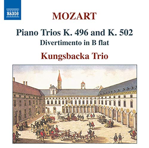 CD cover: "Mozart Piano Trios" with an 18th-century building illustration.