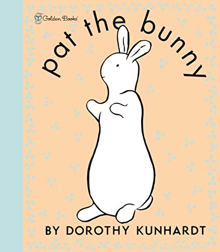 Cover of Pat the Bunny children's book featuring a white rabbit illustration on peach.