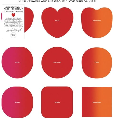 Album cover for Kuni Kawachi, featuring repeating red heart shapes and text.