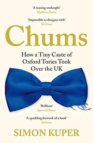 Book cover for Chums by Simon Kuper featuring a blue bow tie on cream.