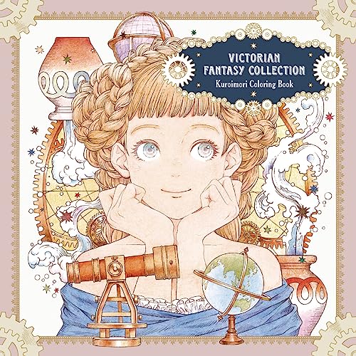 An anime-style girl with braided hair rests her chin on her hands amidst Victorian instruments.