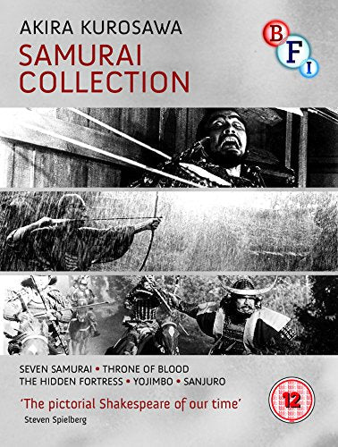Akira Kurosawa Samurai Collection Blu-ray cover featuring black and white film stills.