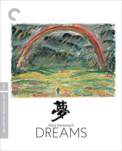 Blu-ray cover for Akira Kurosawa’s “Dreams” featuring a painted rainbow landscape.