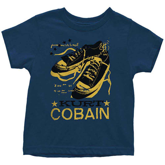 Toddler t-shirt with a graphic of shoelaces, likely referencing Kurt Cobain.