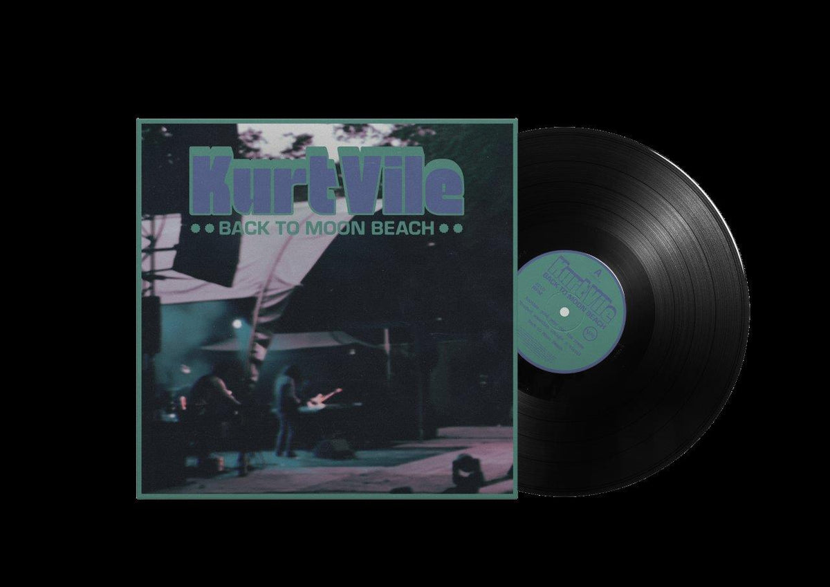 Kurt Vile's "Back to Moon Beach" vinyl record with a teal cover.