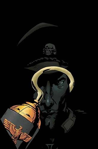Dark portrait of a man with a golden hook replacing his hand.