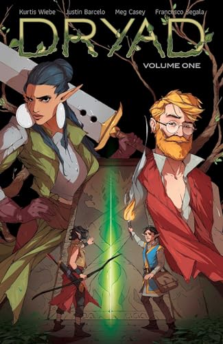 Comic book cover: two figures with swords, a woman and a man.