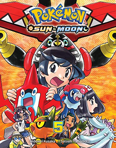 Pokémon Sun & Moon Volume 5 manga cover with characters and a large “5”.