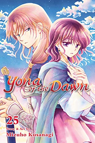 Manga cover featuring two young people with swords, “Yona of the Dawn, Vol. 25.”