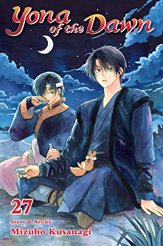 Two men in blue robes sit outdoors under a night sky on a manga cover.