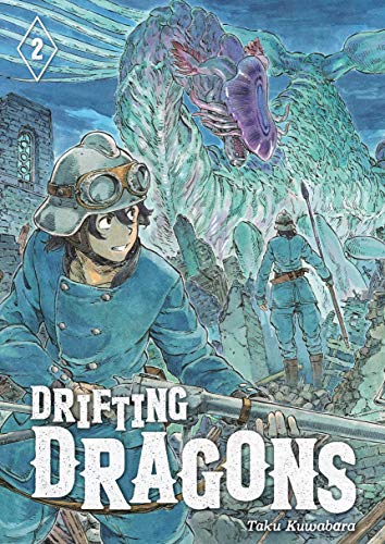Drifting Dragons 2" manga cover with a boy, dragon, and soldiers.