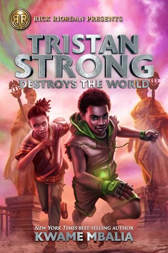 Book cover featuring two young Black boys running amidst fantastical figures.