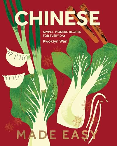 Cookbook cover with illustrated vegetables, spices, and the title “Chinese Made Easy”.