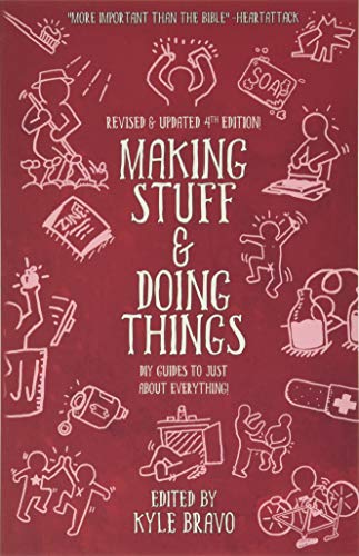 Red book cover with white doodle illustrations and bold title text.