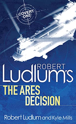Book cover for The Ares Decision featuring a white helicopter on a blue background.