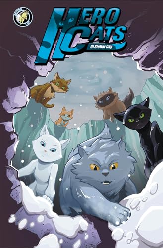 Hero Cats comic cover featuring five anthropomorphic cats in a snowy scene.